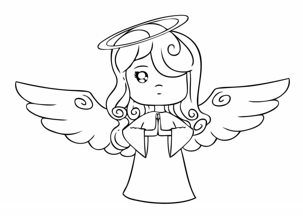 Elegant angel coloring with wings for kids