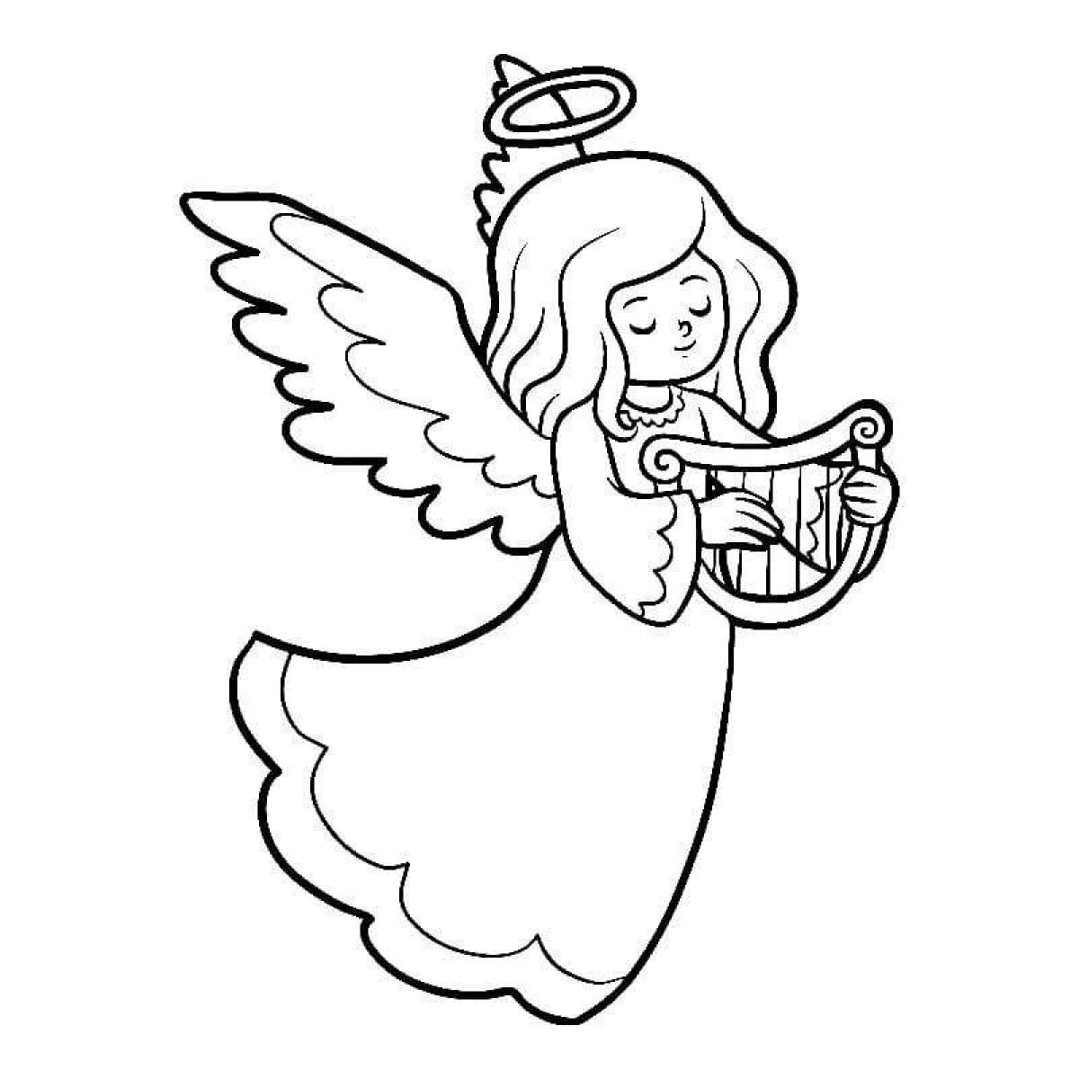 Delightful angel with wings coloring book for kids