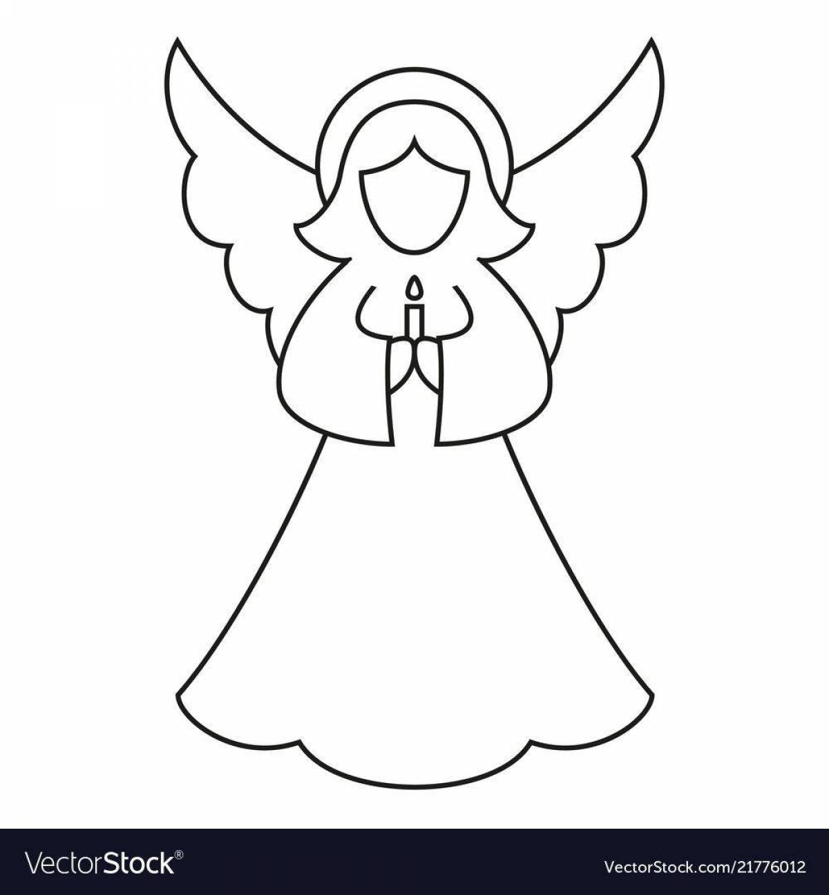 Beautiful coloring book angel with wings for kids