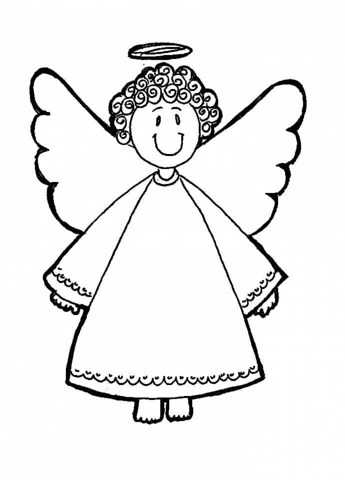 Яркая раскраска ангел с крыльями для детей