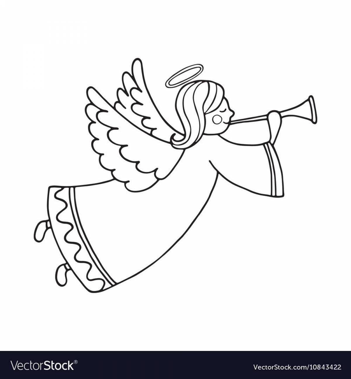 Splash coloring angel with wings for kids