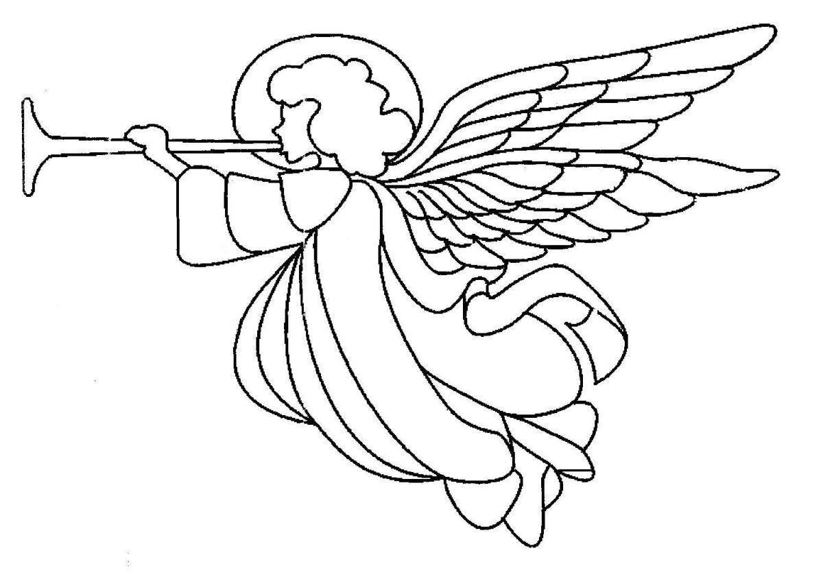 Красочная раскраска ангел с крыльями для детей