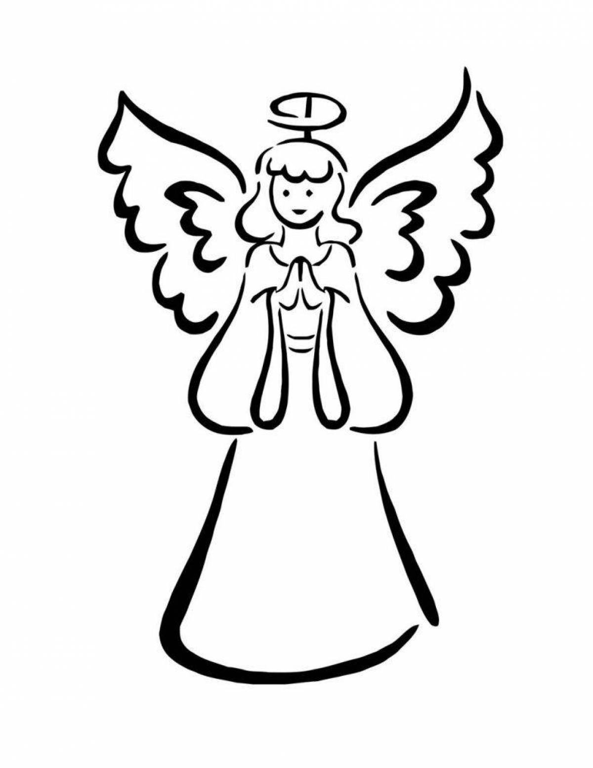 Playful angel coloring with wings for kids