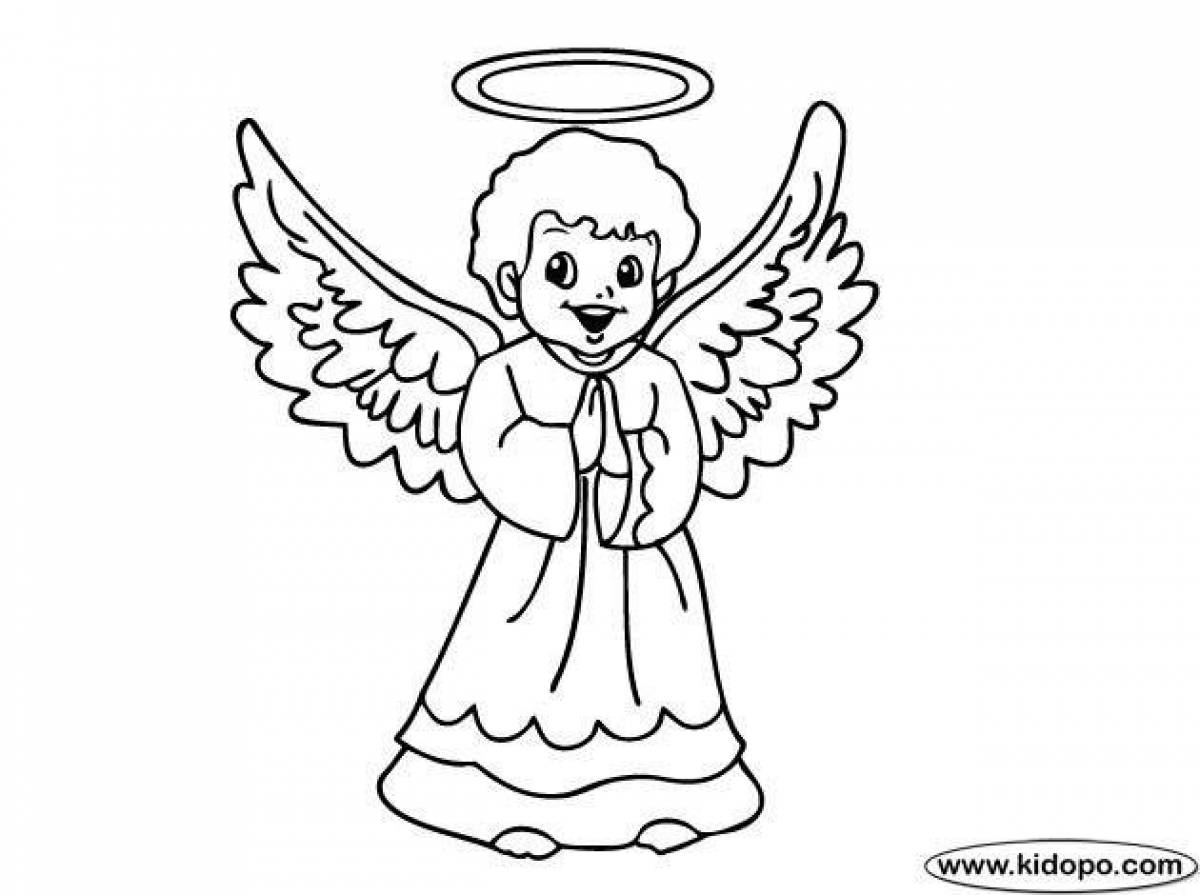 Exotic coloring angel with wings for kids