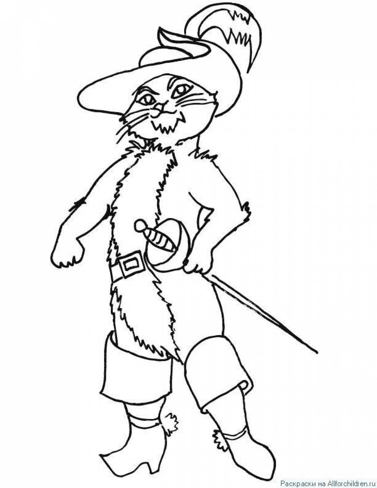 Coloring page playful puss in boots for kids