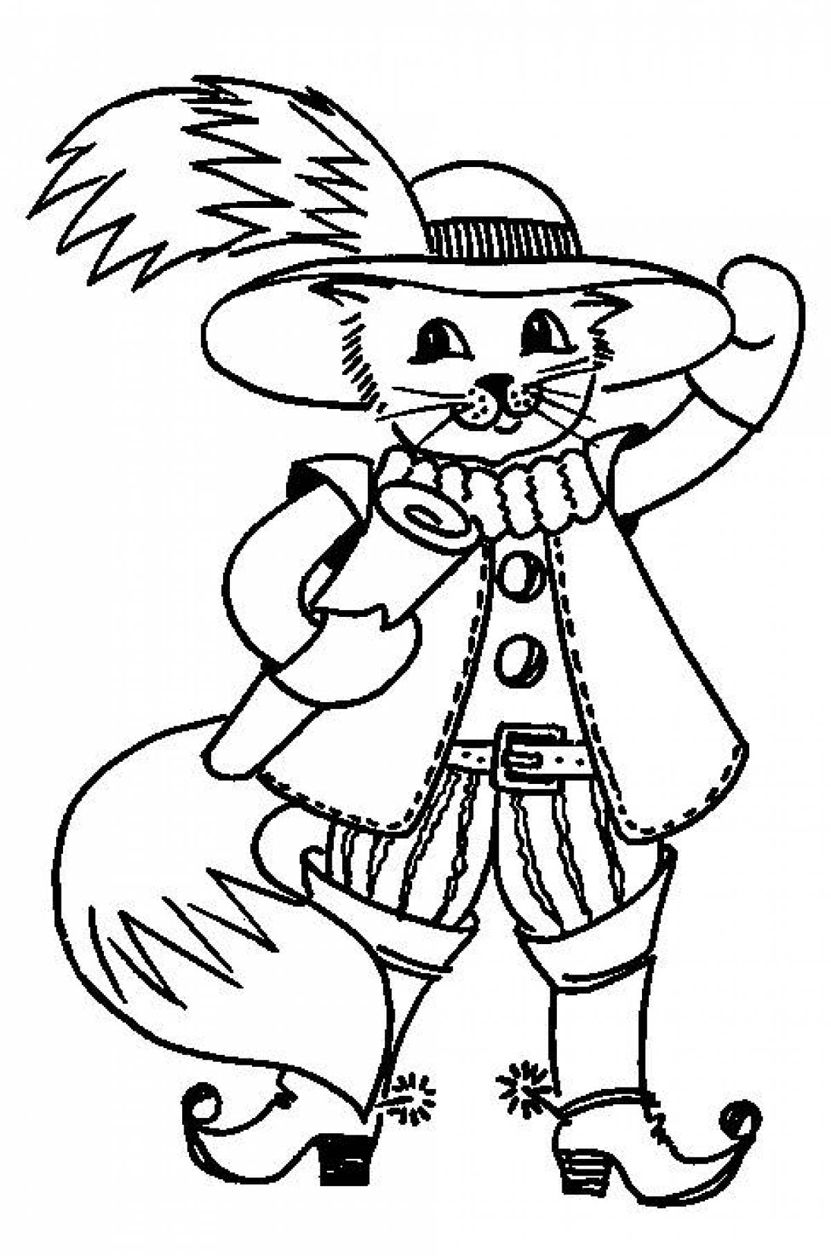 Entertaining coloring book puss in boots for kids