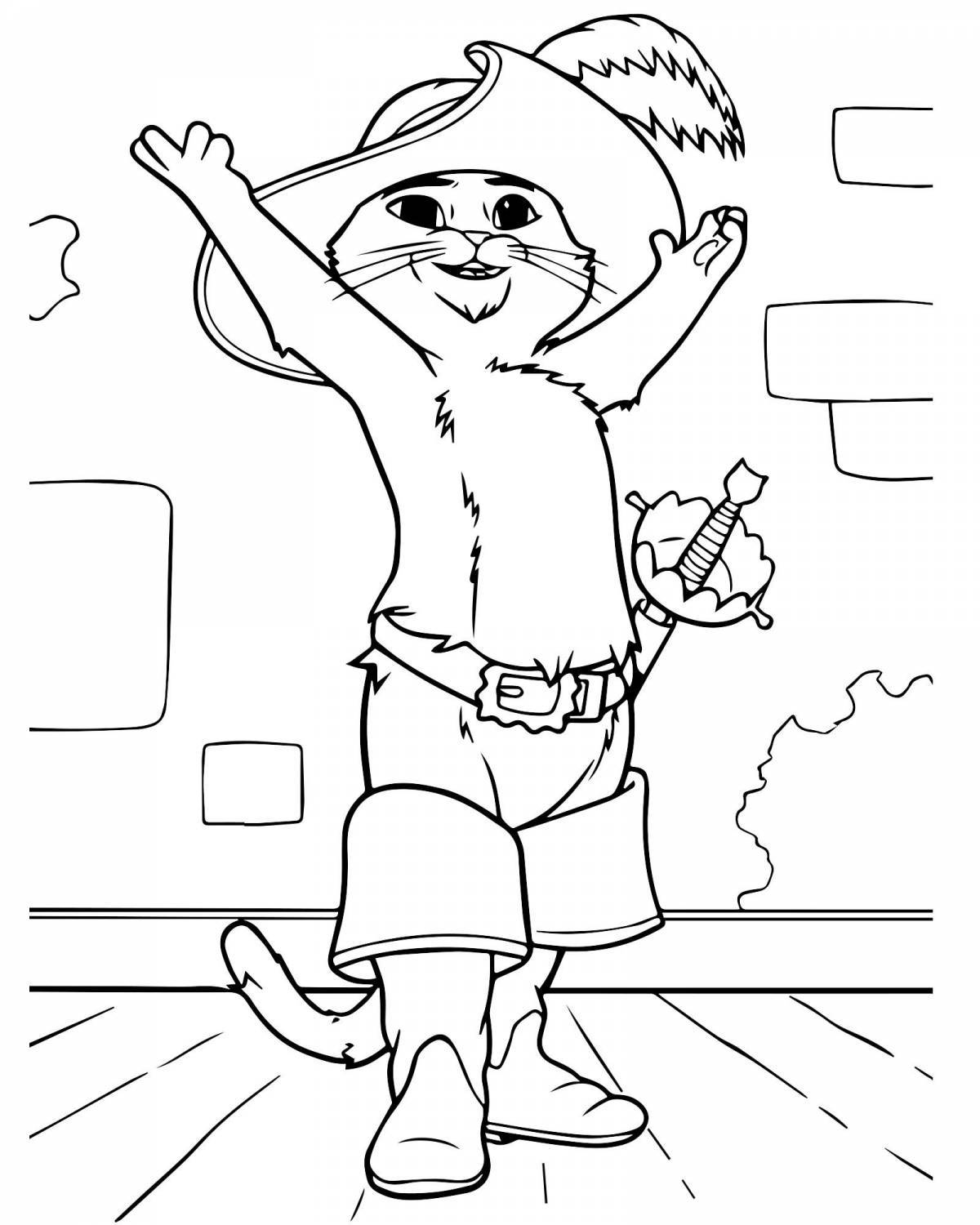 Innovative puss in boots coloring book for kids