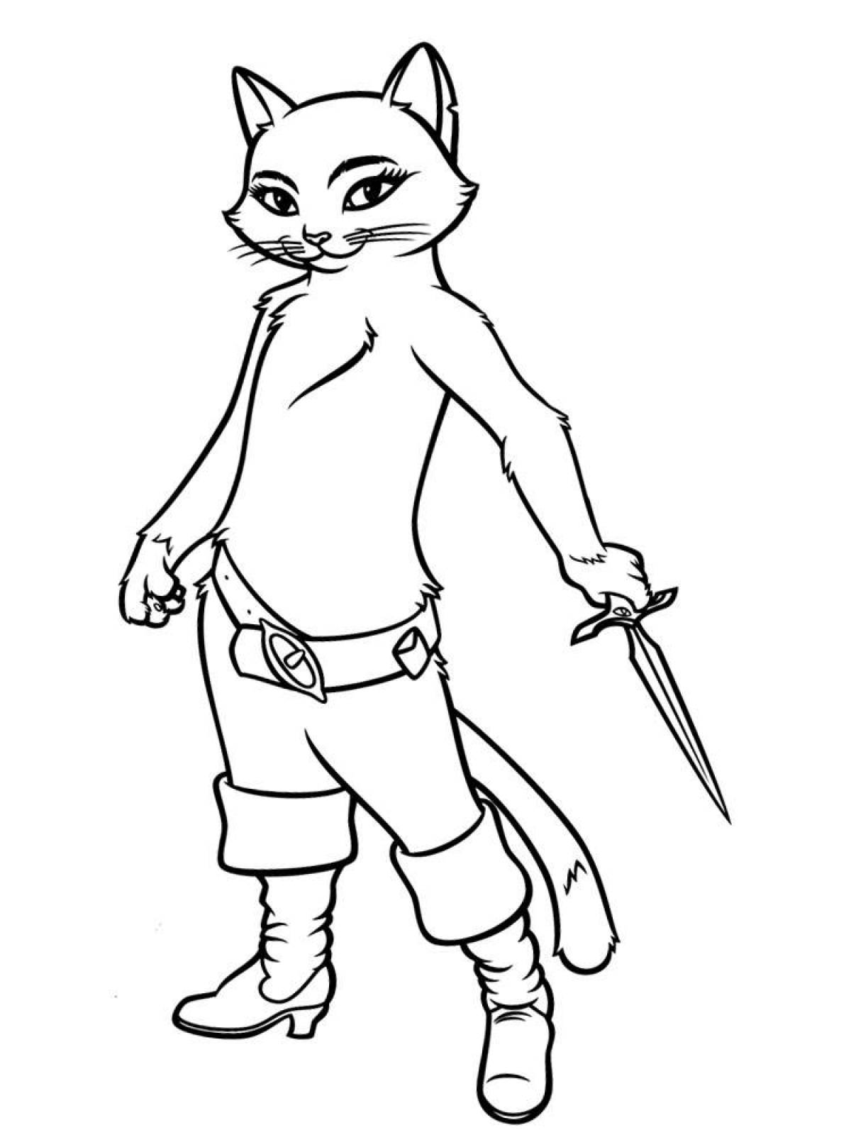Courageous puss in boots coloring pages for kids