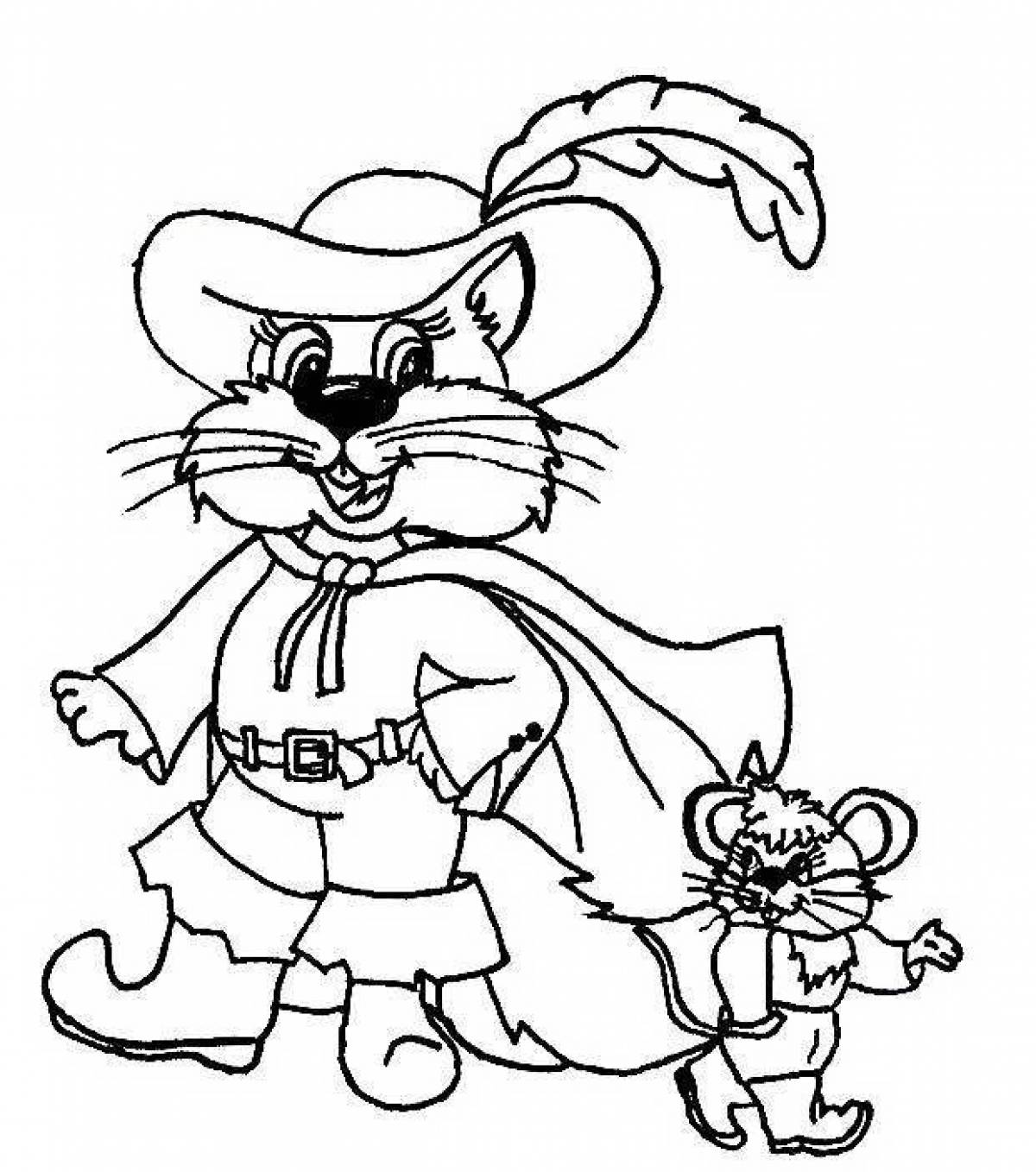 Coloring page cheeky puss in boots for kids