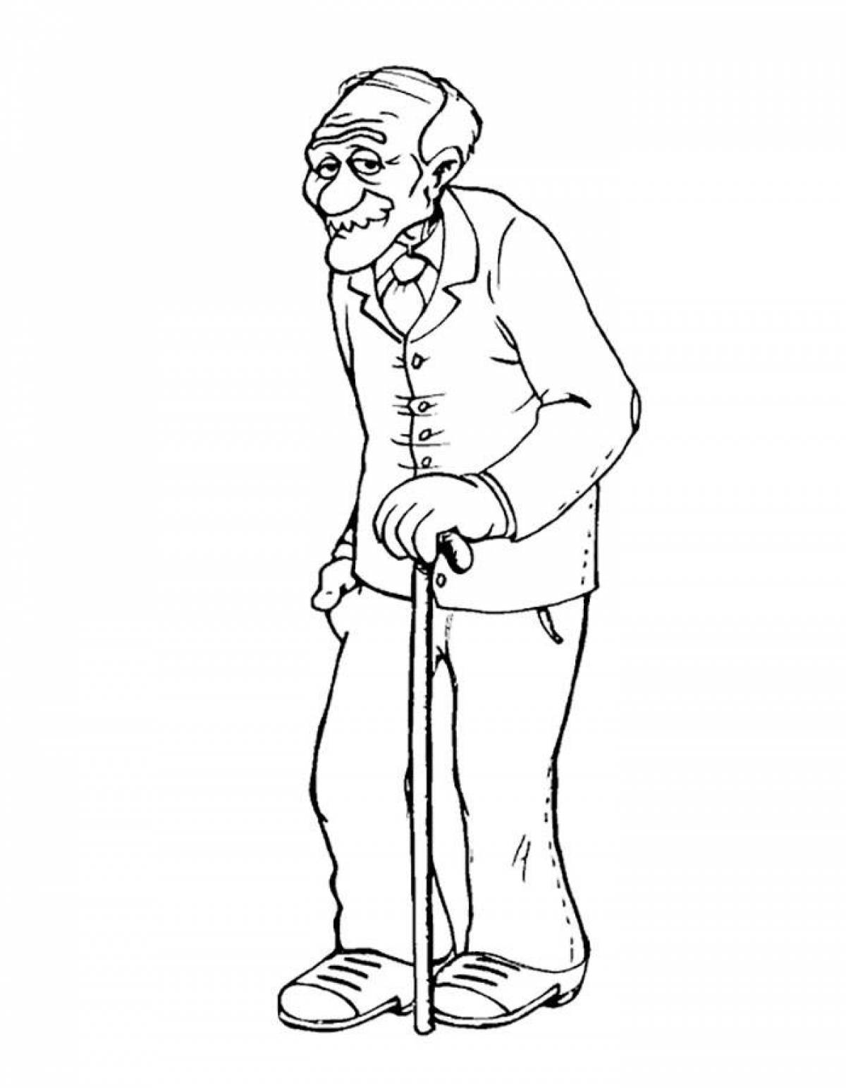 Caring grandfather coloring page