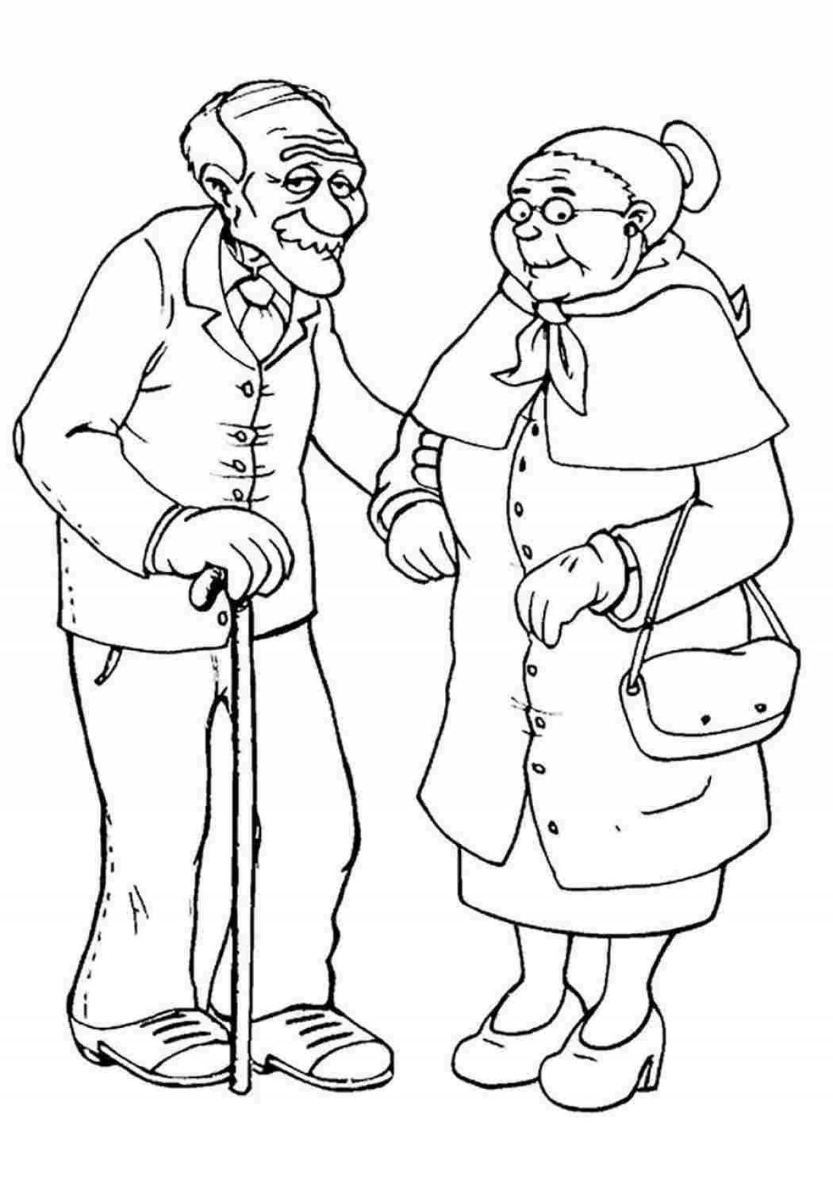 Glorious grandfather coloring page