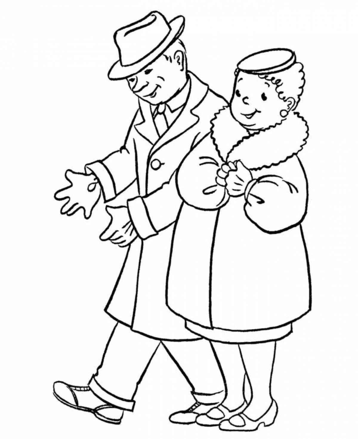 Charming grandfather coloring book