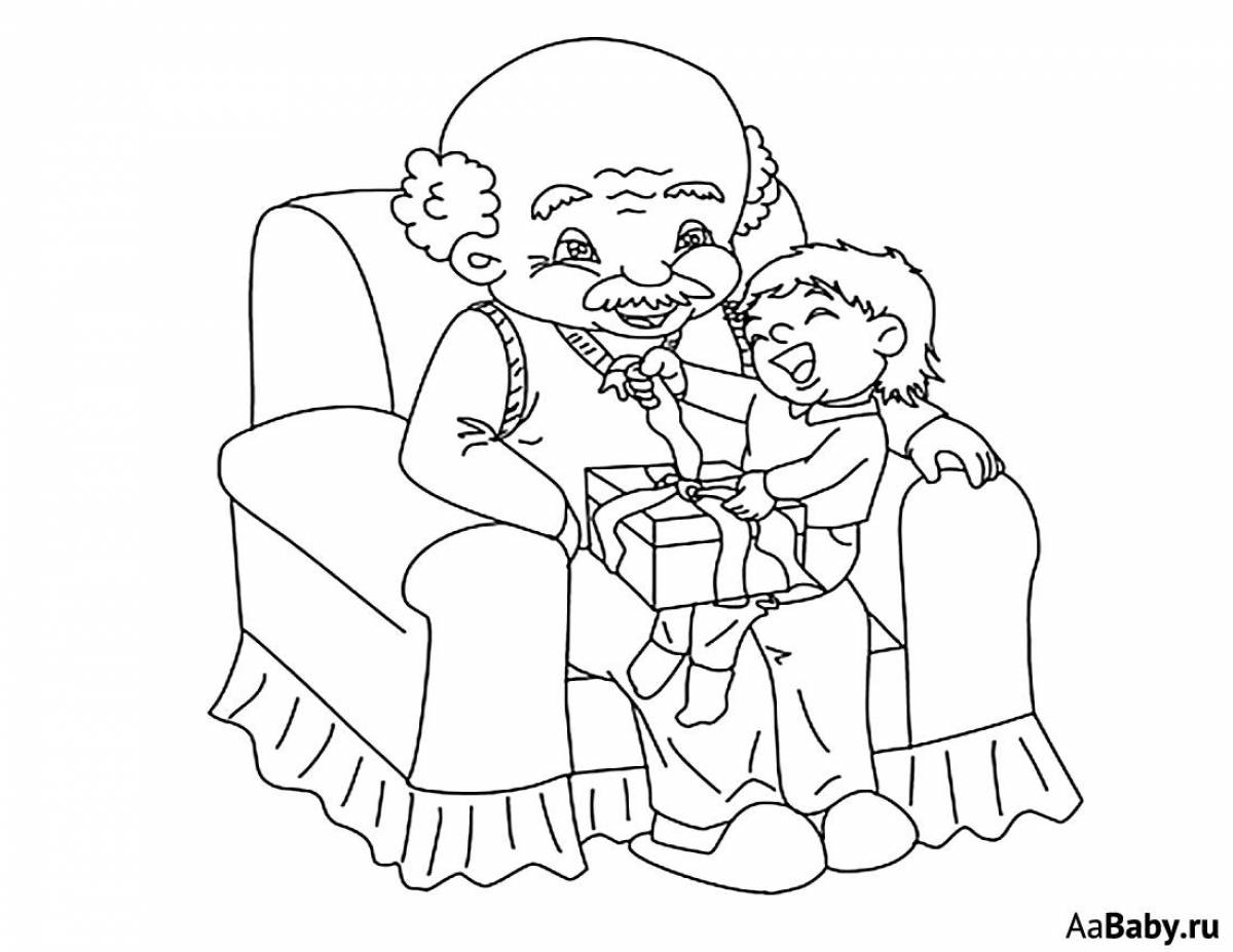 Relaxed grandfather coloring book