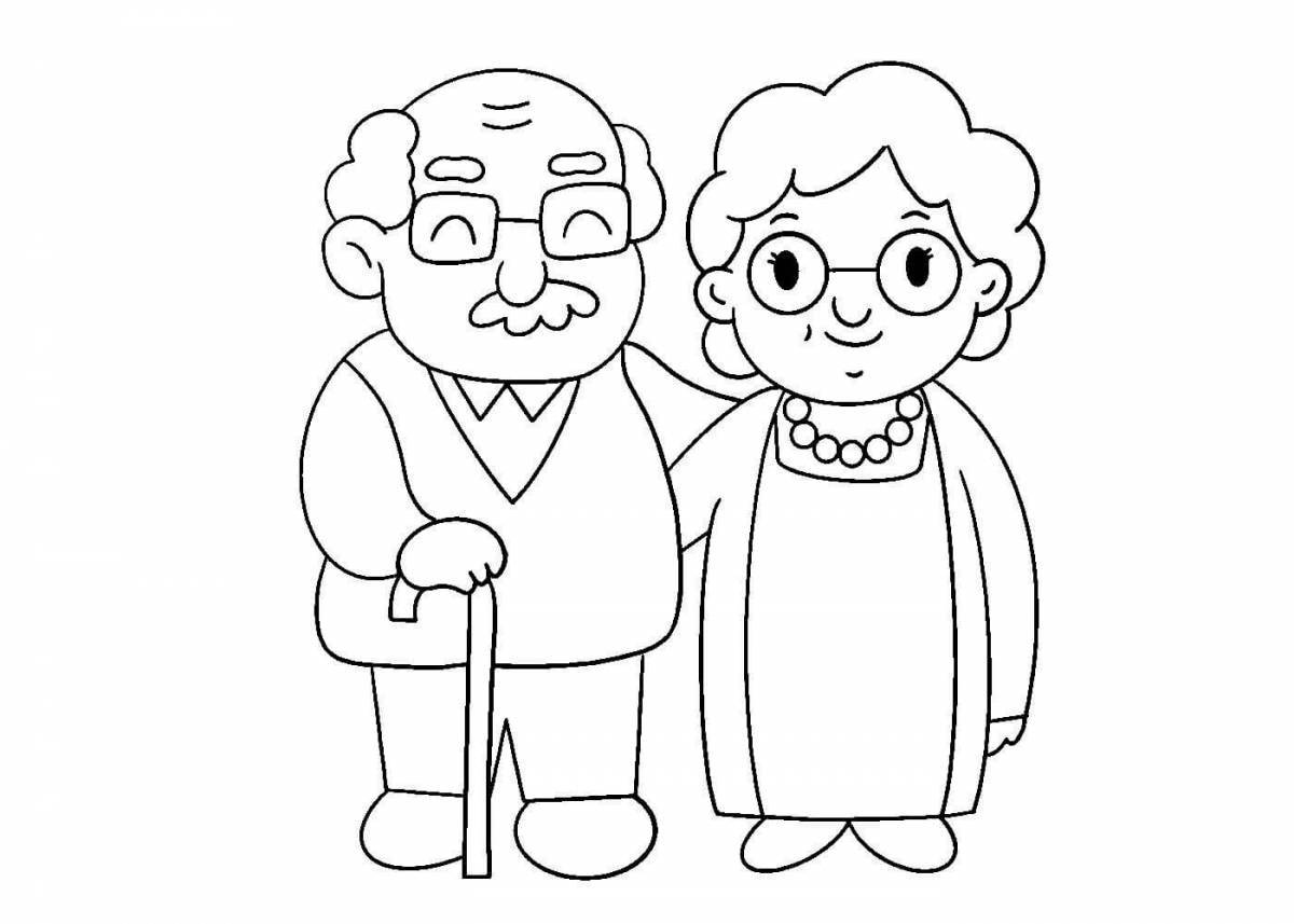 Coloring book funny grandfather