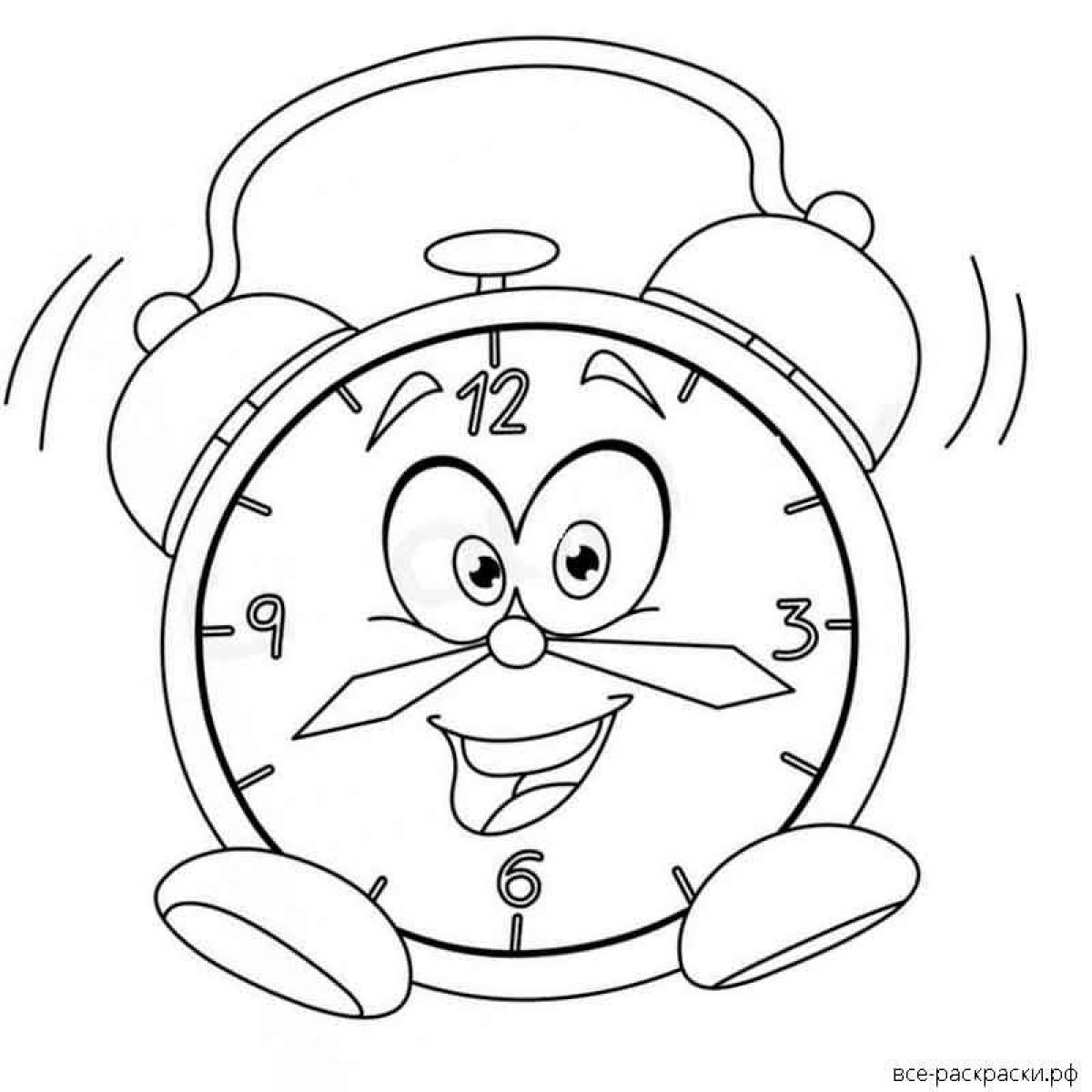Colorful alarm clock coloring page