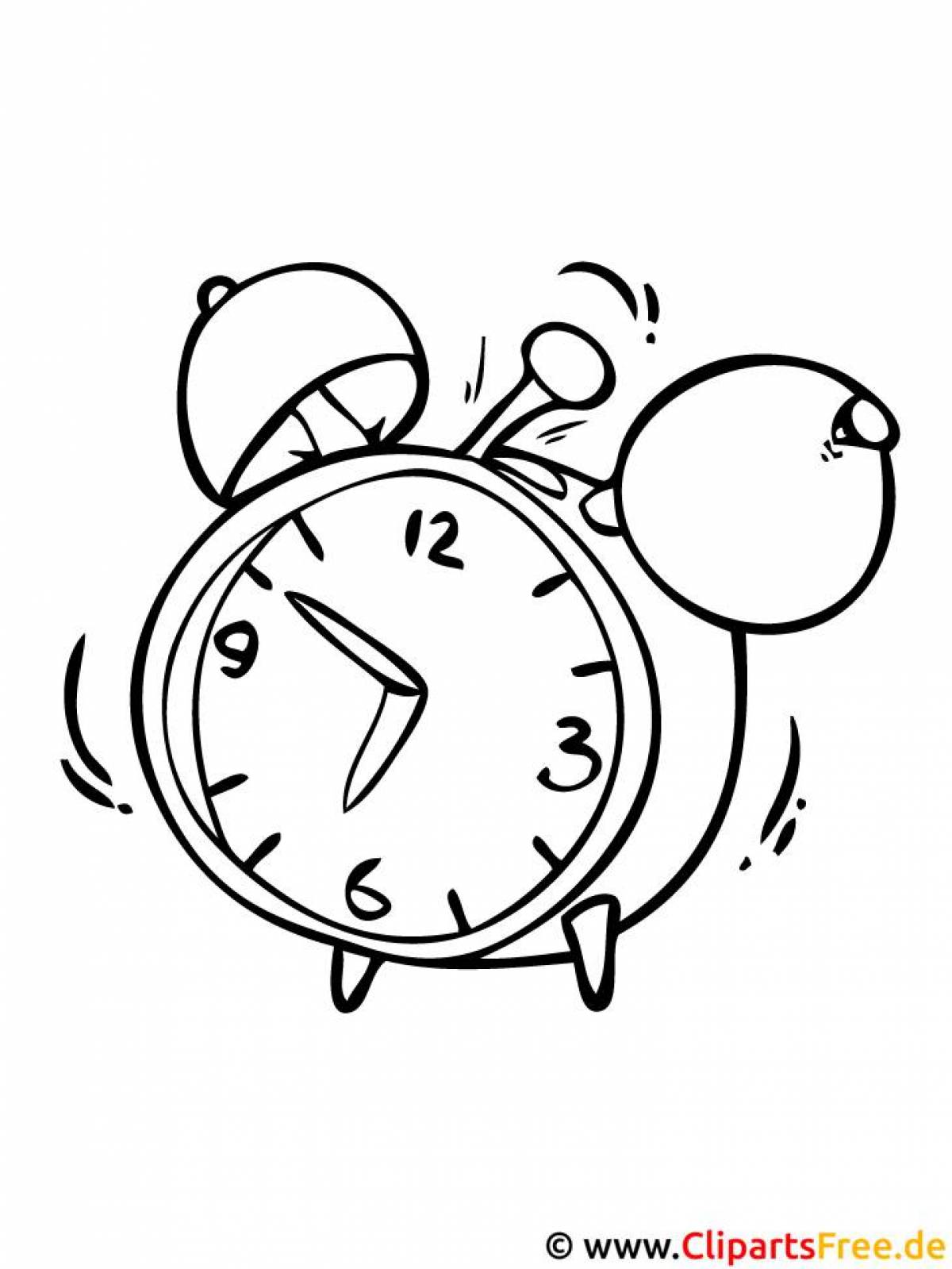 Joyful alarm clock coloring page