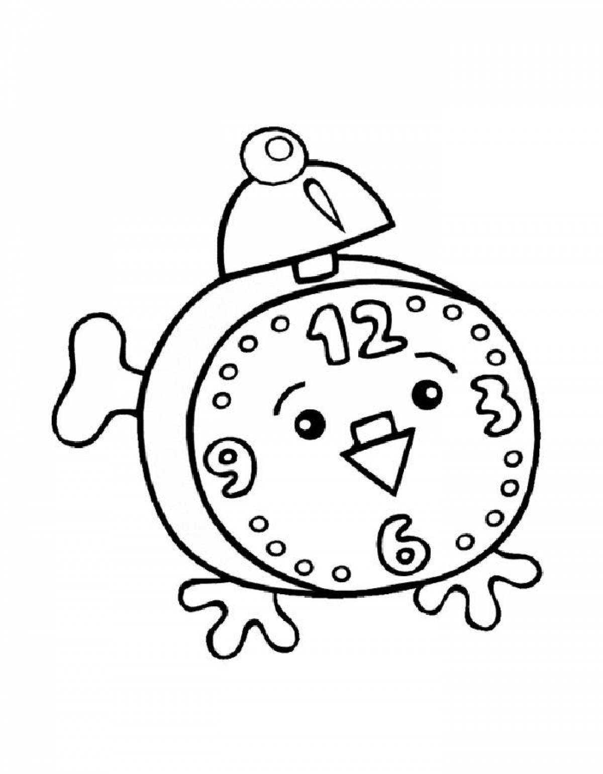 Holiday alarm clock coloring page