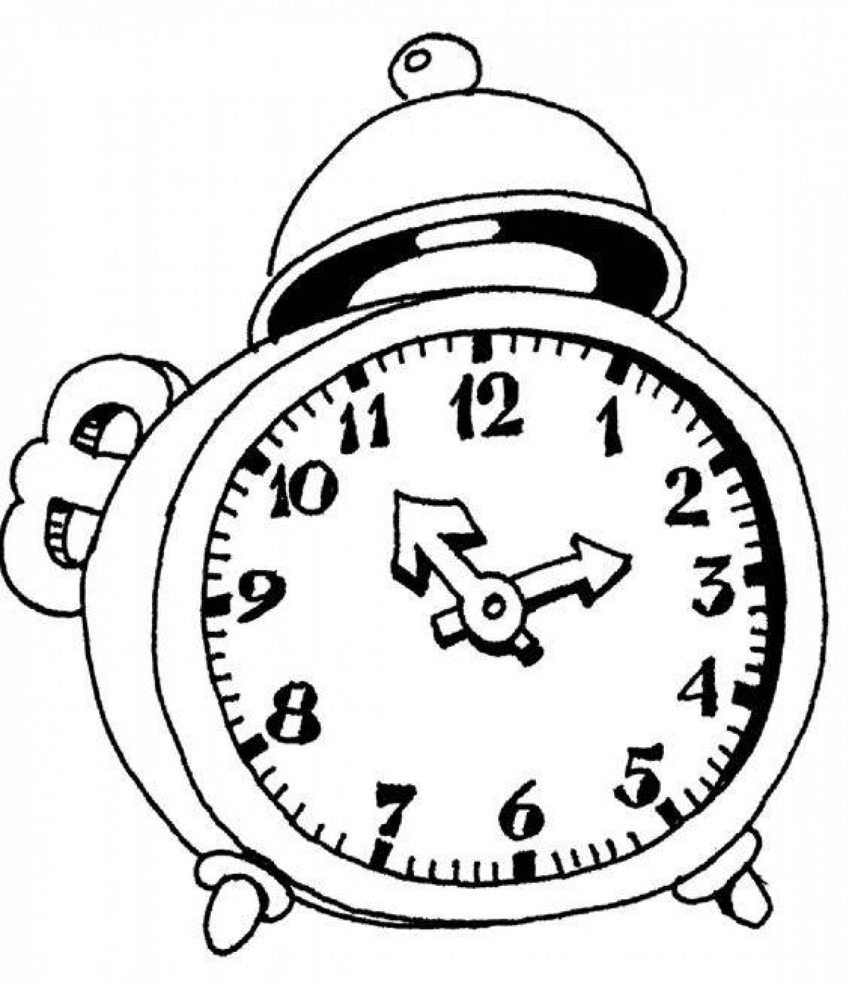 Adorable alarm clock coloring page