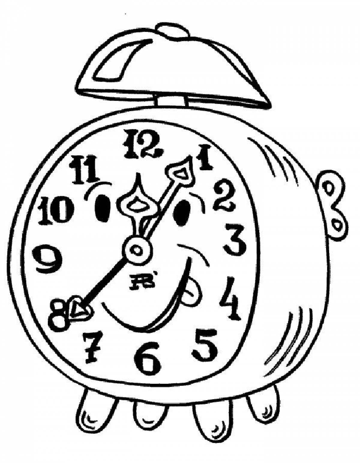 Glittering alarm clock coloring page
