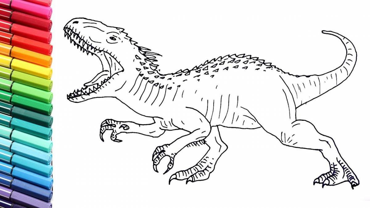 Пугающая раскраска динозавр рекс