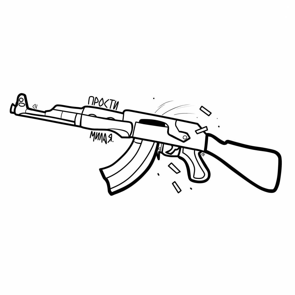 Detailed coloring of the Kalashnikov assault rifle