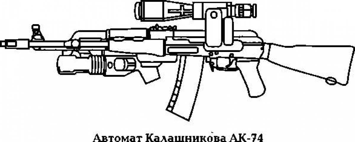Kalashnikov assault rifle coloring page