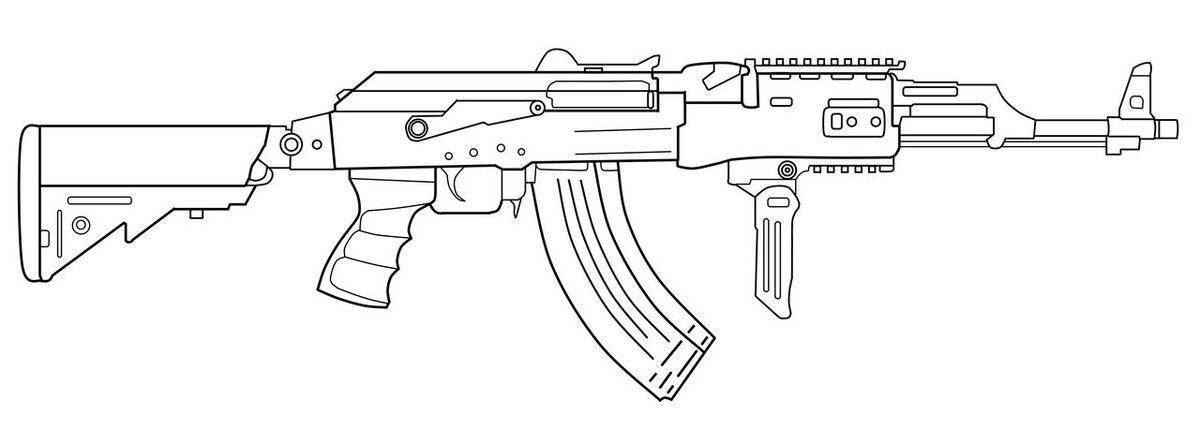 Coloring dynamic kalashnikov assault rifle
