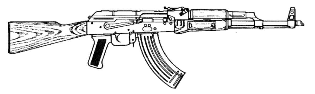 Coloring for an elegant Kalashnikov assault rifle