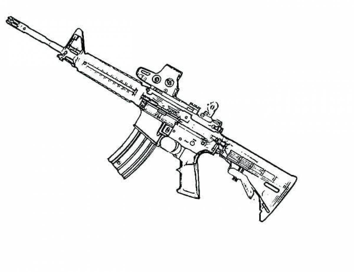Improved kalashnikov assault rifle coloring page