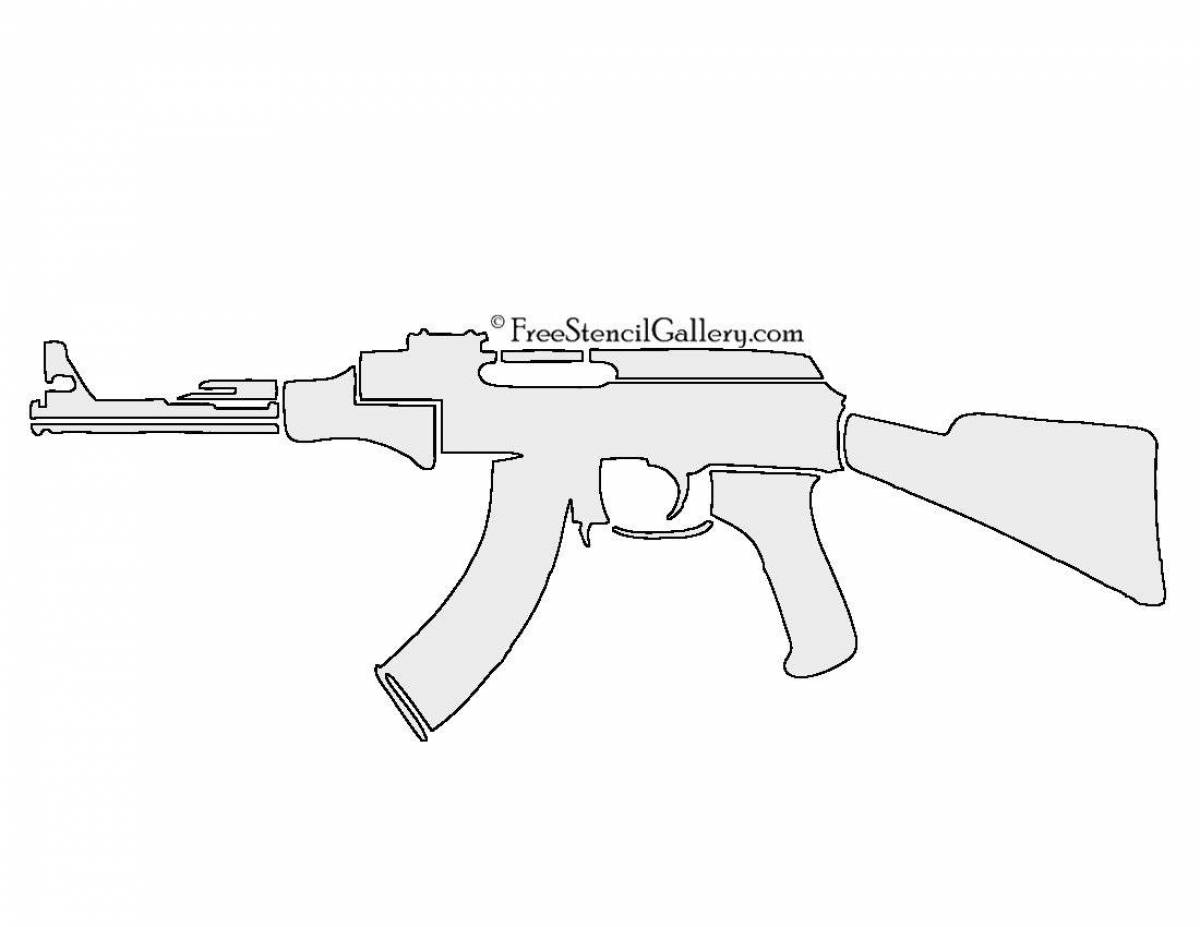 Coloring page charming Kalashnikov assault rifle