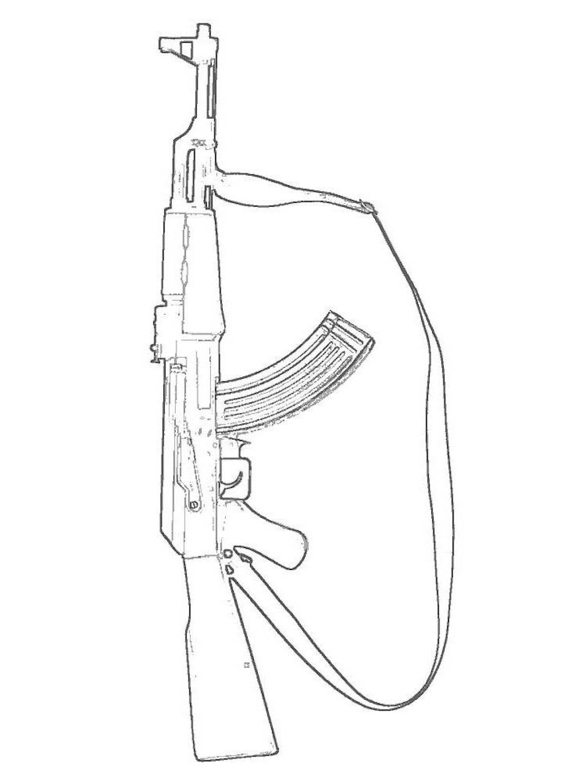 Coloring page spectacular Kalashnikov assault rifle