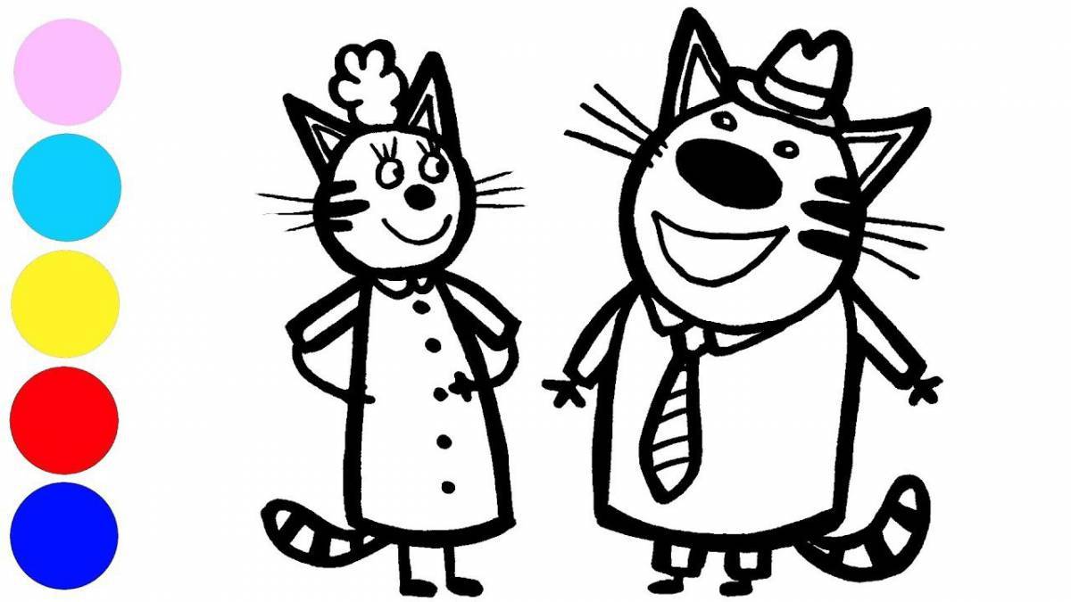 Three cats cute coloring game