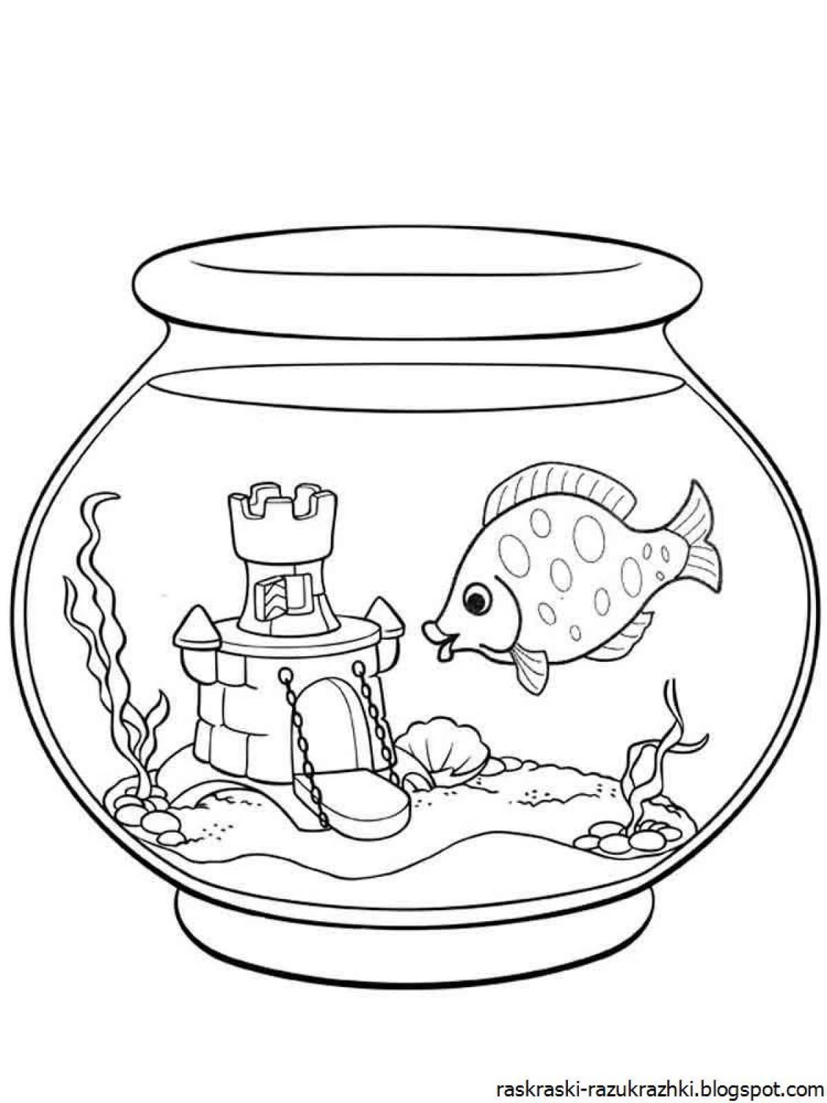 Игривая страница-раскраска «аквариум» для самых маленьких