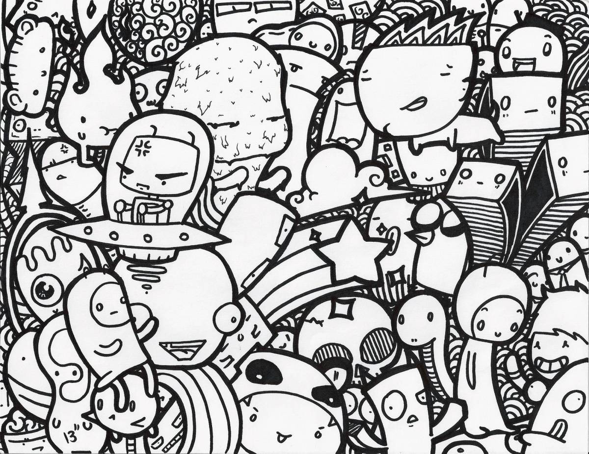 Color-dream coloring page wall indie kid