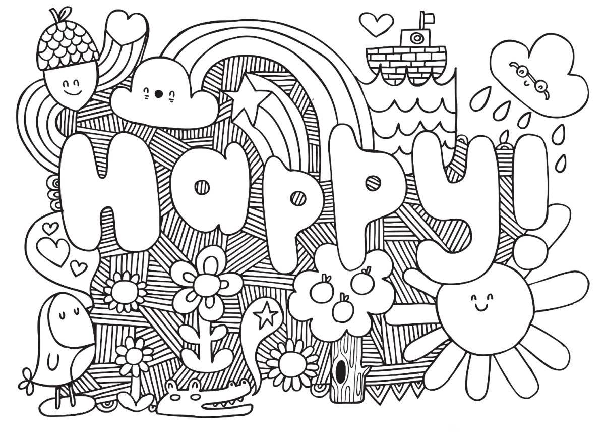 Colorful and mysterious coloring wall for kids indie style