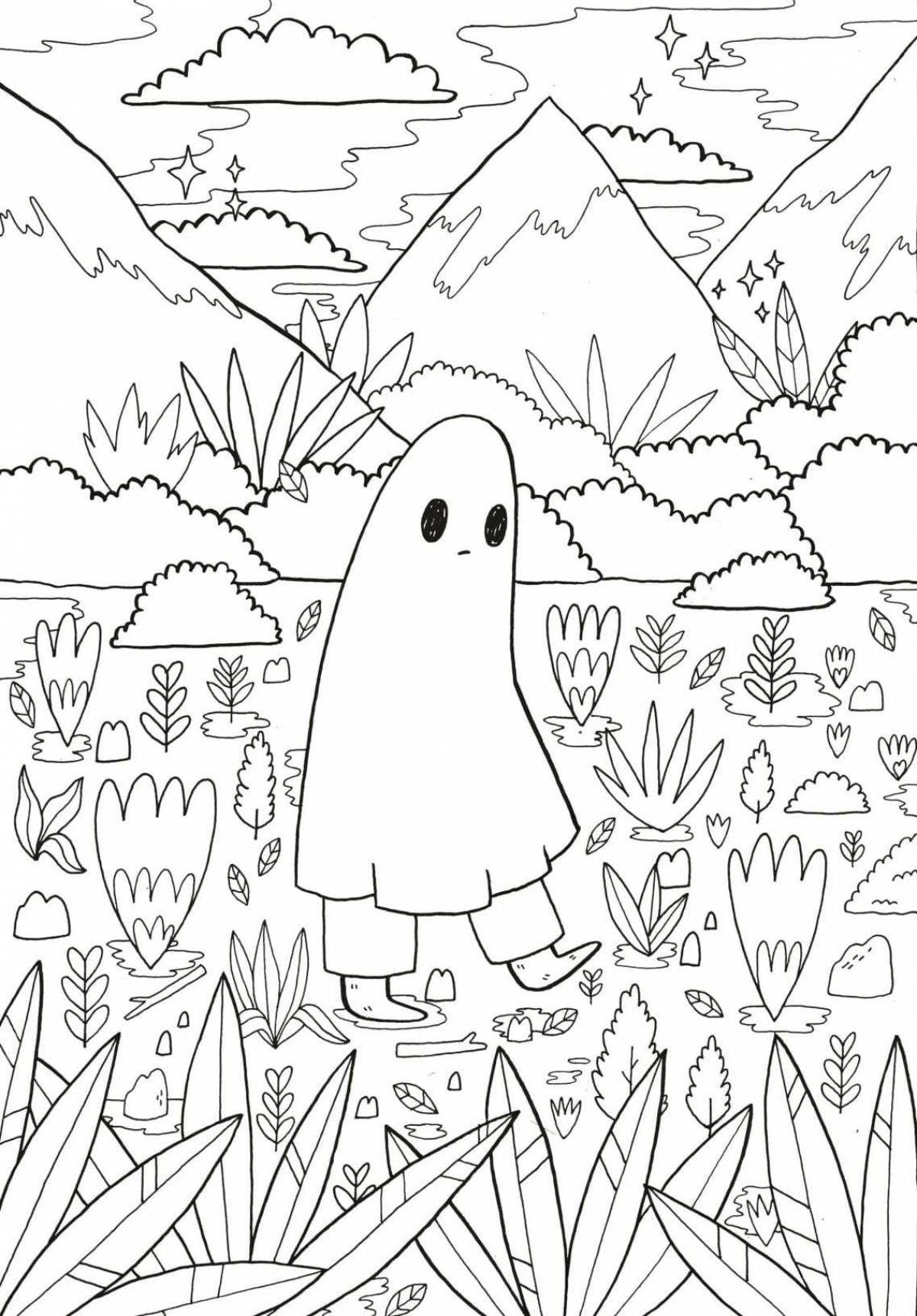 Coloring-imagination coloring page wall indie kid