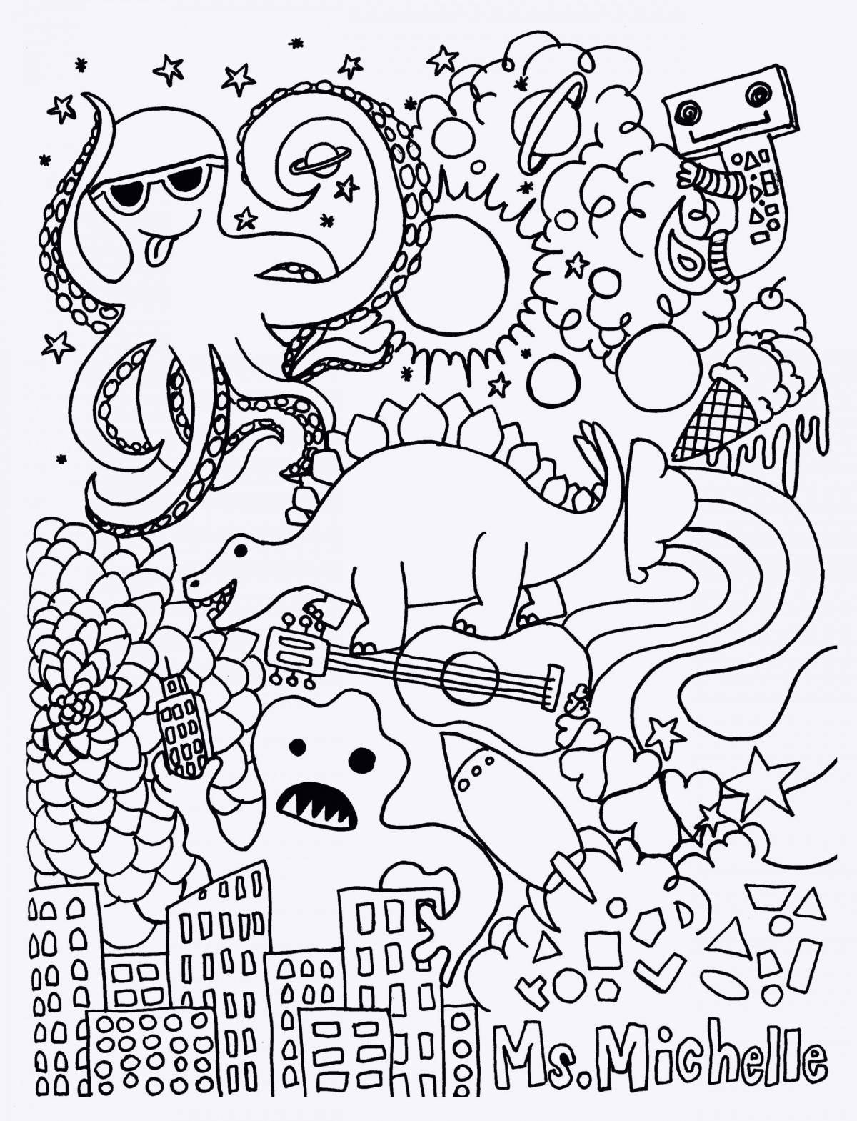 Coloring-riddle coloring page wall indie kid