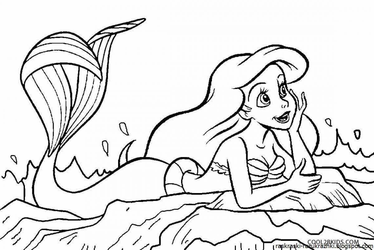 Bright little mermaid coloring book for kids