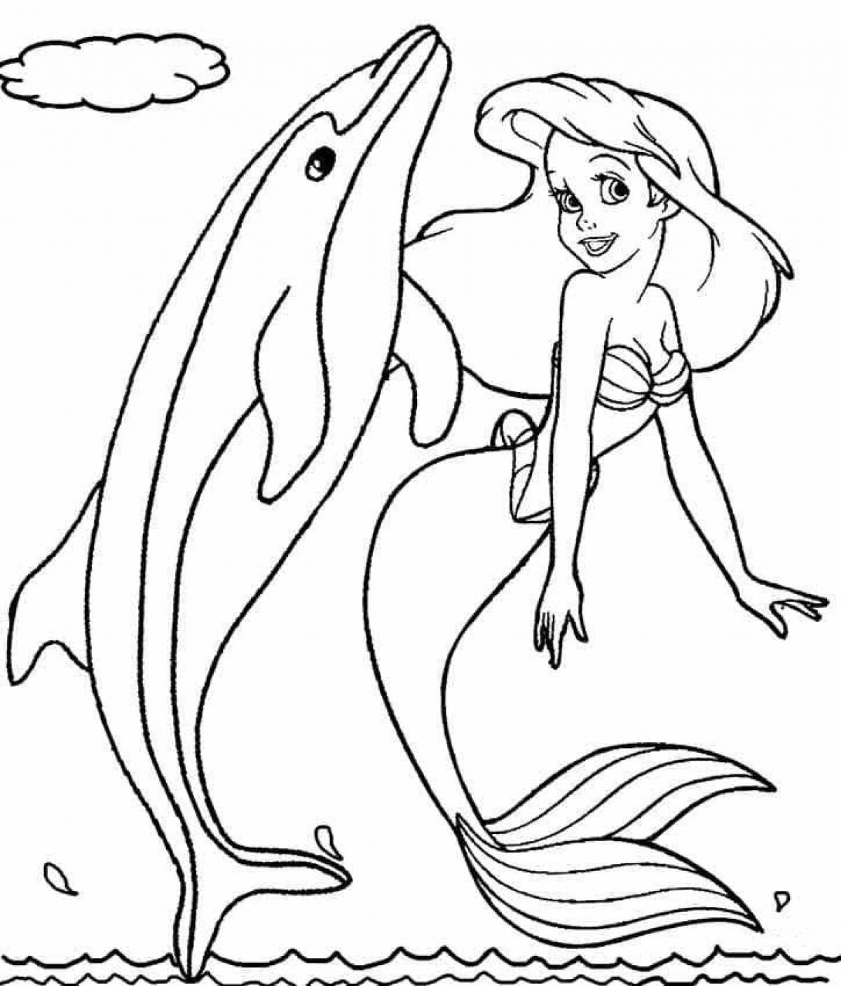 Whimsical little mermaid coloring book for kids