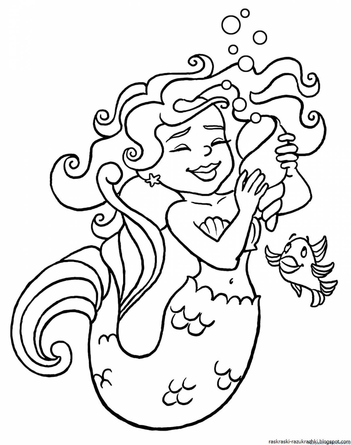Animated little mermaid coloring book for kids