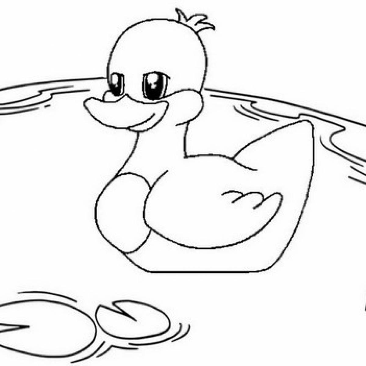 Coloring jovial duck lalaphan for kids