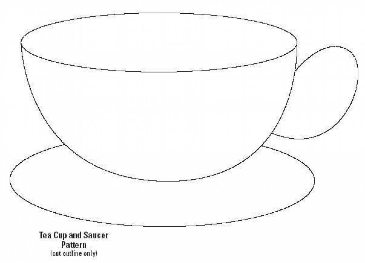 Coloring book funny cup and saucer