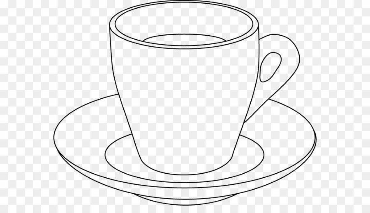 Coloring page festive cup and saucer