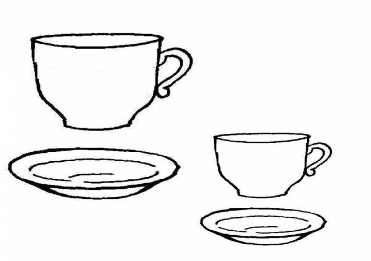 Living cup and saucer coloring book