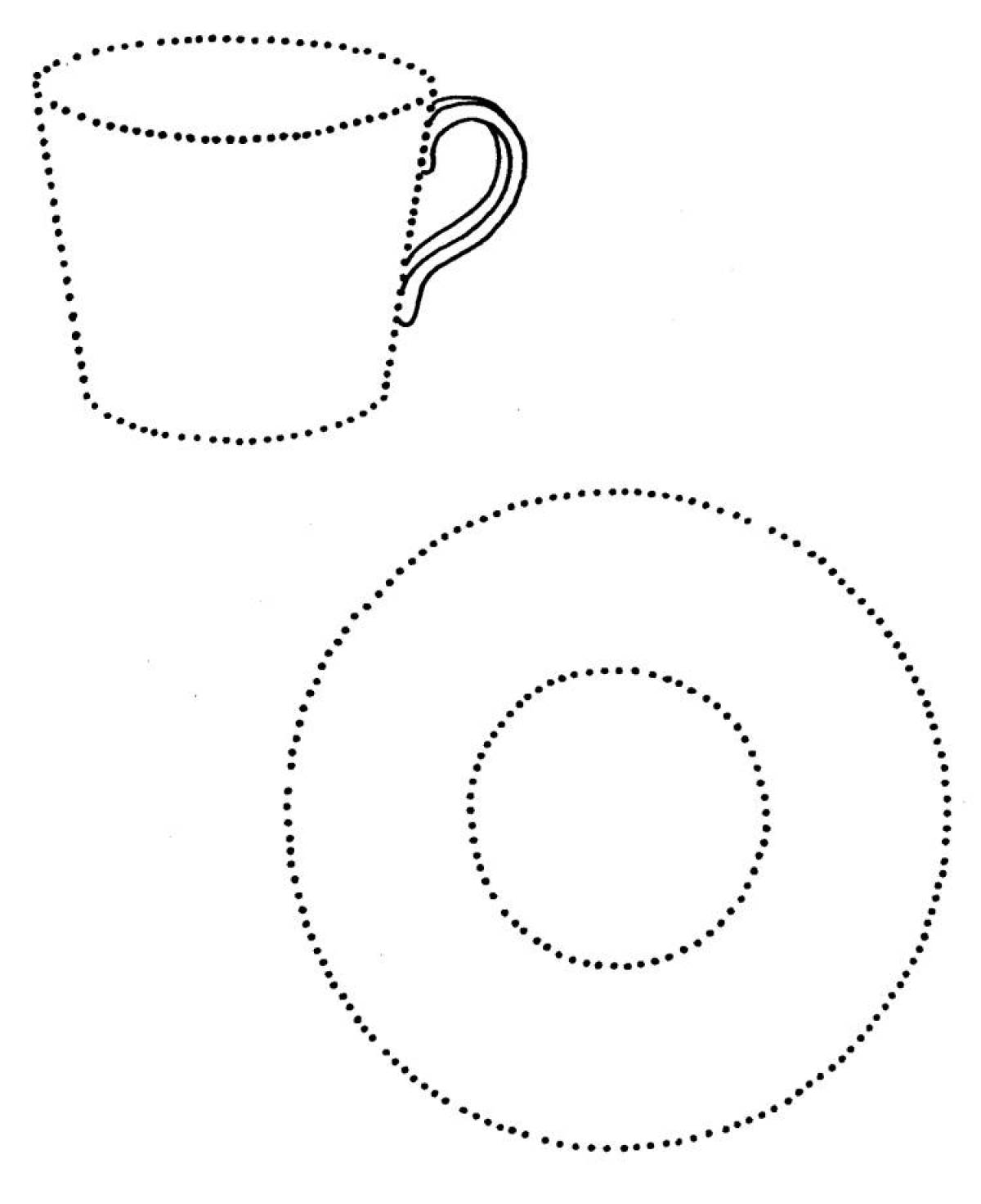 Coloring page gorgeous cup and saucer