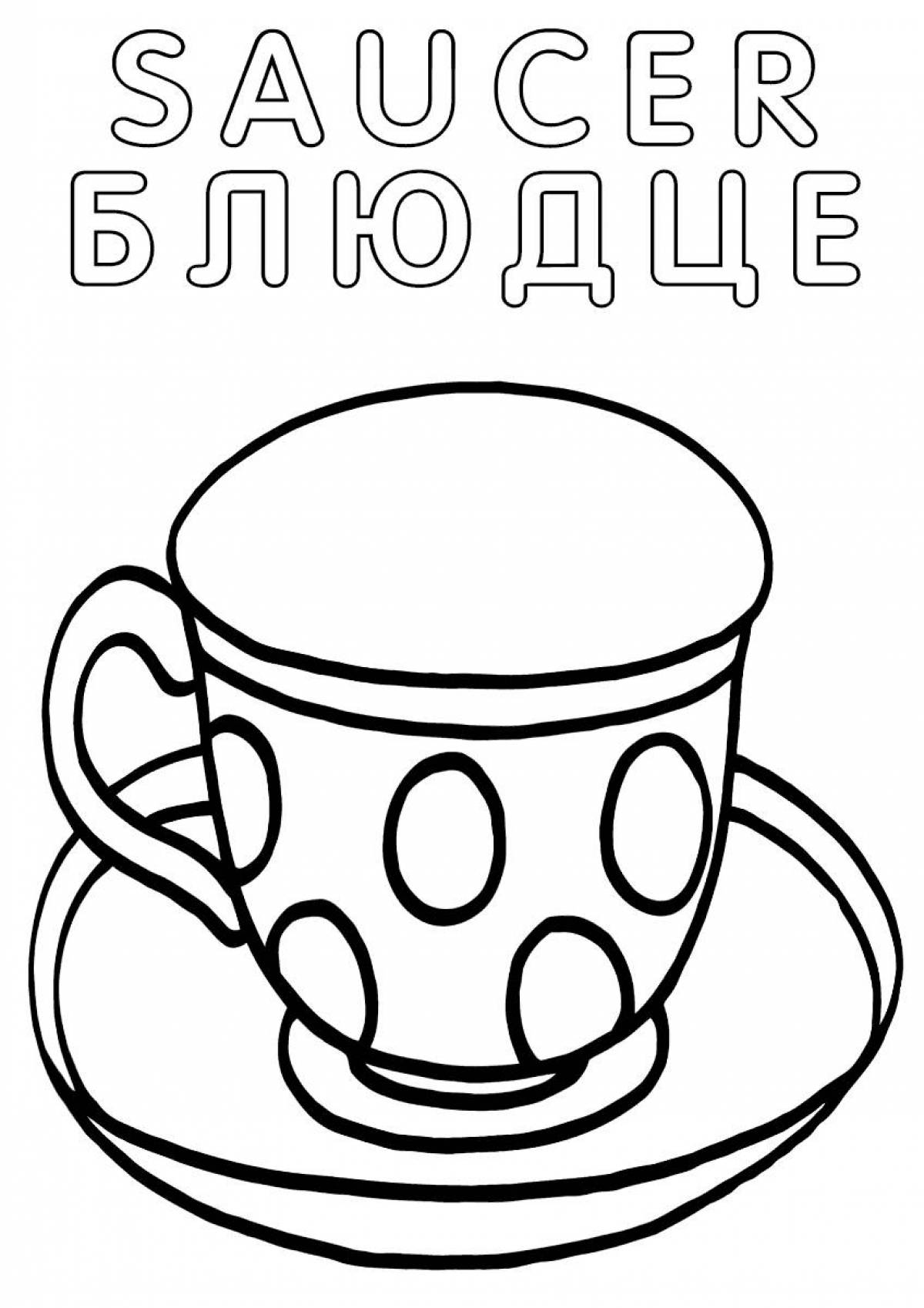 Fine cup and saucer coloring page