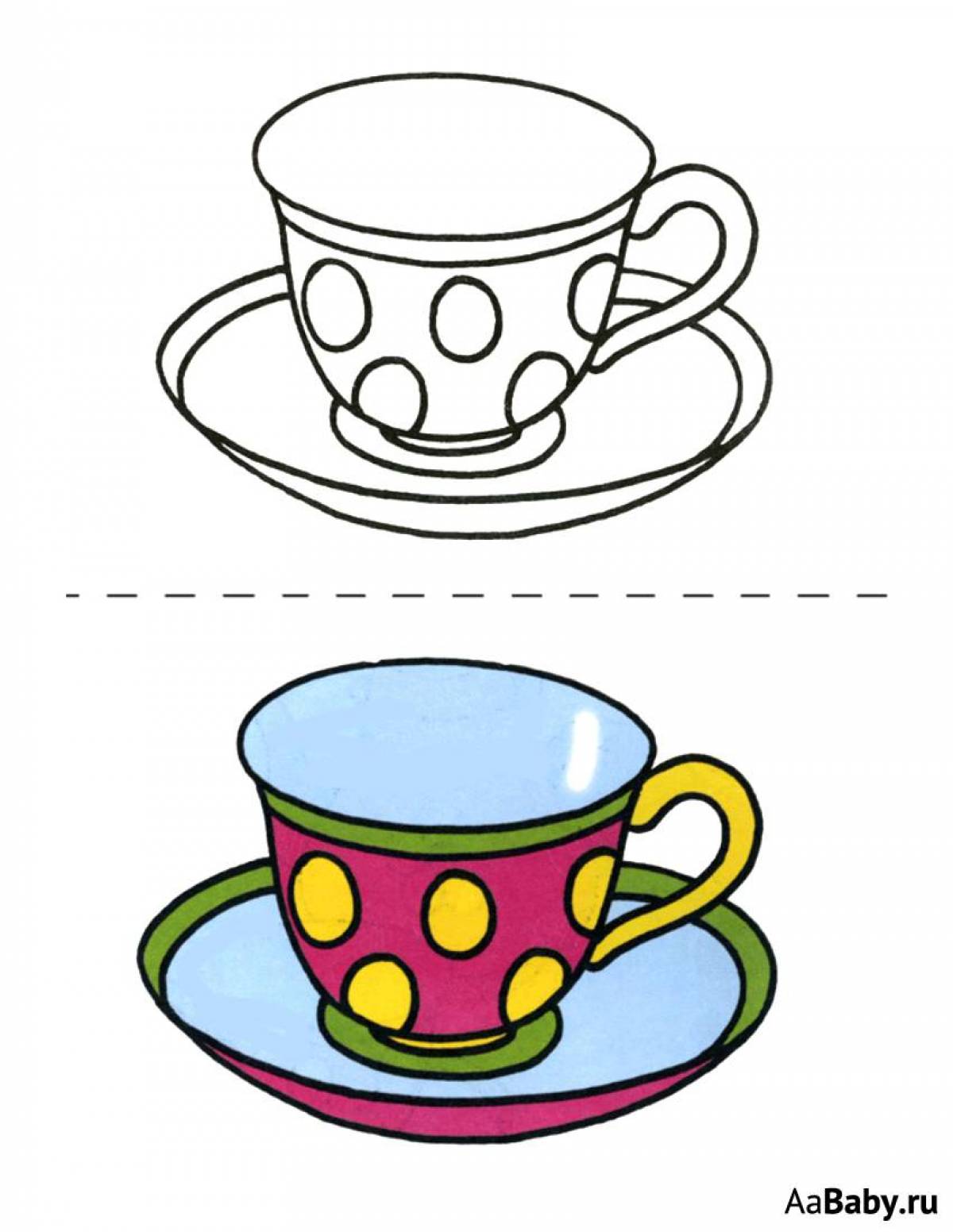 Glitter cup and saucer coloring page