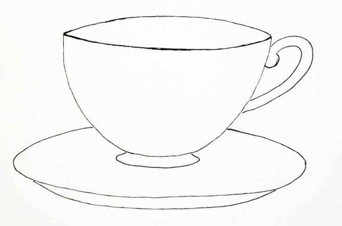 Coloring page dazzling cup and saucer