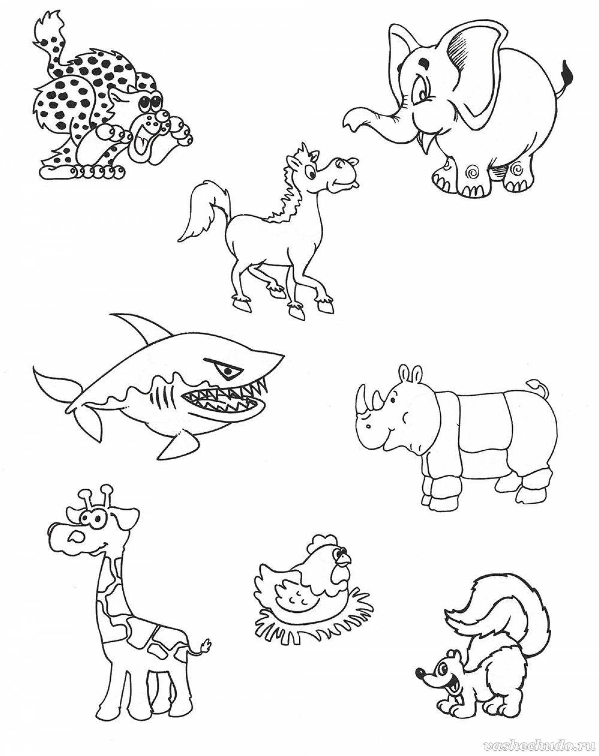 Fun coloring pages animals for kids 5-7 years old