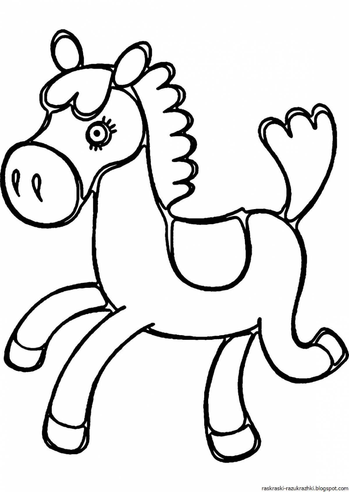 Fun horse coloring book for 3-4 year olds